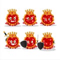 A Charismatic King strawberry tart cartoon character wearing a gold crown Royalty Free Stock Photo