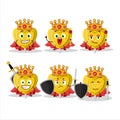 A Charismatic King yellow love candy cartoon character wearing a gold crown