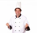 Charismatic male cook celebrating a victory