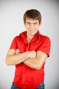 Charismatic man in red shirt Royalty Free Stock Photo