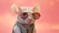 Generative AI, Cool Mouse Stylish Sunglasses on Pastel Background