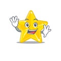 A charismatic shiny star mascot design style smiling and waving hand Royalty Free Stock Photo