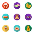 Charitable Foundation. Icons on helping people and donation.Charity and donation icon in set collection on flat style