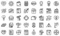 Charitable giving icons set, outline style