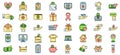 Charitable giving icons set vector color line