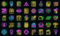 Charitable giving icons set vector neon