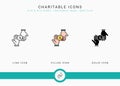 Charitable icons set vector illustration with solid icon line style. Charity help care concept. Royalty Free Stock Photo