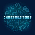 Charitable trust round vector blue outline illustration