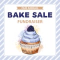 Charity Bake Sale banner template with cupcake