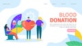 Charity blood donation in hospital, medicine aid transfusion vector illustration. People character make medical donation Royalty Free Stock Photo