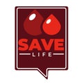 Charity blood donation isolated icon hourglass and heart vector medical aid and emergency transfusion