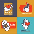 Charity, blood or donation or medical and volunteering support or care design