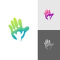 Charity and care logo, emblems and family logo with hand