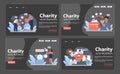 Charity and charitable foundation web banner or landing page set.