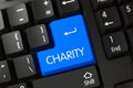 Charity CloseUp of Blue Keyboard Keypad. 3D.