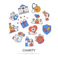 Charity - colorful vector flat design style banner Royalty Free Stock Photo
