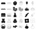 Charity and donation black,outline icons in set collection for design. Material aid vector symbol stock web illustration