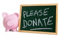 Charity donation box please donate message, piggybank Royalty Free Stock Photo
