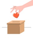 Charity donation concept with heart and carton box