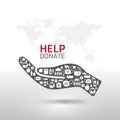 Charity and donation on coronavirus covid-19 crisis .Help concept design vector