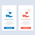Charity, Donation, Giving, Hand, Love  Blue and Red Download and Buy Now web Widget Card Template Royalty Free Stock Photo