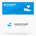 Charity, Donation, Giving, Hand, Love SOlid Icon Website Banner and Business Logo Template