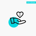 Charity, Donation, Giving, Hand, Love turquoise highlight circle point Vector icon Royalty Free Stock Photo