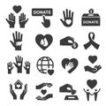 Charity donation and help symbol icon set Royalty Free Stock Photo