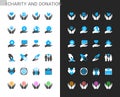 Charity and donation icons light and dark theme