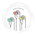 Charity, donation and philanthropy concept icon - hands with heart