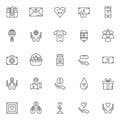 Charity elements outline icons set