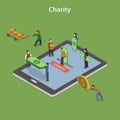 Charity Flat Isometric Vector Concept.