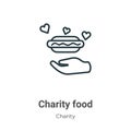 Charity food outline vector icon. Thin line black charity food icon, flat vector simple element illustration from editable charity Royalty Free Stock Photo