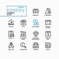 Charity and fundraising - line design style icons set Royalty Free Stock Photo