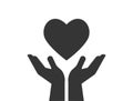 Charity, giving and donation icon with hands holding red heart Royalty Free Stock Photo