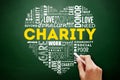 Charity heart word cloud concept Royalty Free Stock Photo