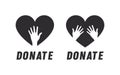 Charity hearts. Concept of charity. Donation icons. Donate, giving money and love. Vector illustration Royalty Free Stock Photo