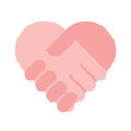 Charity help concept, flat holding hands heart sign vector illustration