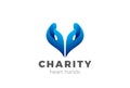 Charity Help Hands Heart Shape Logo Design Vector.