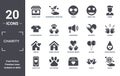 charity icon set. include creative elements as charity shop, human, solidarity, voluntary service, dog pawprint, shelter filled