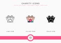 Charity icons set vector illustration with solid icon line style. Back give solidarity concept. Royalty Free Stock Photo