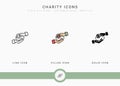 Charity icons set vector illustration with solid icon line style. Charitable give back concept. Editable stroke icon on isolated Royalty Free Stock Photo