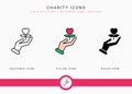 Charity icons set vector illustration with solid icon line style. Donation love support concept. Royalty Free Stock Photo