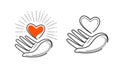 Charity, life, love, health logo. Heart in hand icon or symbol. Vector illustration