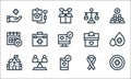 Charity line icons. linear set. quality vector line set such as donation, smartphone, school, ribbon, equality, calendar, donation