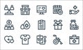 charity line icons. linear set. quality vector line set such as first aid kit, blood transfusion, charity, wheelchair, woman,