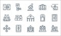 Charity line icons. linear set. quality vector line set such as food, church, donation, water bottle, transfer, vest, public