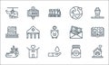 Charity line icons. linear set. quality vector line set such as pet shelter, save water, rescue boat, medicine, donation, blanket Royalty Free Stock Photo