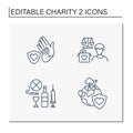 Charity line icons set