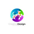 Charity logo with family care design colorful, babble